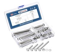 Kozelo 80 Pcs Bolts and Nuts Washers Kit - [5/16"x1-1/2",2",2-1/2",3"] 304 Stainless Steel Hex Tap Bolt Assortment Fully Threaded Hexagon Head Machine Bolts Right Hand, Silver Tone