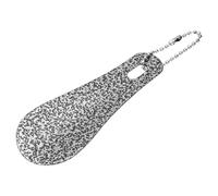 Kozelo Metal Shoe Horn 3.9" Portable Shoe Horn with Chain Silver Black | Mini Stainless Steel Travel Shoehorn, Smooth Rounded Curve, for Men Women Elderly Travel Home Office Sneakers