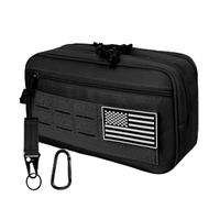 KOZEVARNY Tactical Toiletry Bag For Men,Molle Utility Pouches with US Flag Patch and Keychain,EDC Tool Pouch Bag, Mens Shaving Kit Travel shower Bags (Black), Black