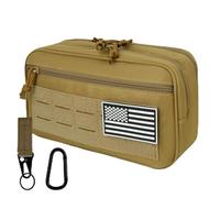 KOZEVARNY Tactical Toiletry Bag For Men,Molle Utility Pouches with US Flag Patch and Keychain,EDC Tool Pouch Bag, Mens Shaving Kit Travel shower Bags (Khaki), Khaki