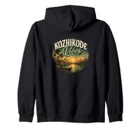 Kozhikode Vibes Vintage Kerala Backwaters Zip Hoodie