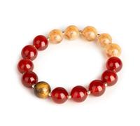 Kozilia - Gold Citrine Red Agate Healing Bracelet with Tiger Eye and Natural Stone, Passion and Confidence Gift for Women Men of All Ages