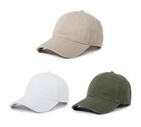 kozinu Unisex Cotton Baseball Cap Plain Blank Dad Hat Adjustable Vintage Solid Hat, Cem-khaki+green+white, One size