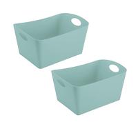 Koziol BOXXX M Storage Box 3.5 L, Set of 2, Storage Box, Organiser, Biocircular Plastic, Stackable Inside Each Other, Kitchen, Bathroom, Office, Camping, Children's Room (Solid Green)