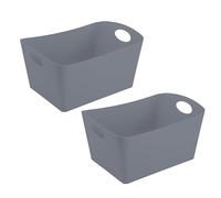 Koziol BOXXX M Storage Box 3.5 L, Set of 2, Storage Box, Organiser, Biocircular Plastic, Stackable Inside Each Other, Kitchen, Bathroom, Office, Camping, Children's Room (Solid Grey)