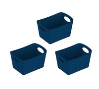 Koziol BOXXX S Storage Box 1 L | Set of 3 | Storage Box Organiser | Biocircular Plastic, Stackable Inside Each Other | Kitchen, Bathroom, Office, Camping, Children's Room (Ombre Blue)