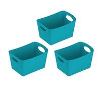 Koziol BOXXX S Storage Box 1 L | Set of 3 | Storage Box Organiser | Biocircular Plastic Stackable | Kitchen, Bathroom, Office, Camping, Children's Room (Mint)