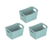 Koziol BOXXX S Storage Box, 1 L, Set of 3, Storage Box, Organiser, Biocircular Plastic, Stackable, Kitchen, Bathroom, Office, Camping, Children's Room (Solid Green)
