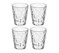 Koziol CLUB LIGHT Glasses | Set of 4 | Water Juice Wine | Crystal Clear Plastic, Shatterproof, Stackable, Lightweight, Dishwasher Safe | Kitchen Picnic Party Camping (S 250 ml, Crystal Clear)