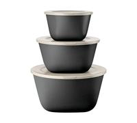 Koziol Connect Stockholm bowl+lid 3 pieces biocircular thermoplastic Nature ash grey
