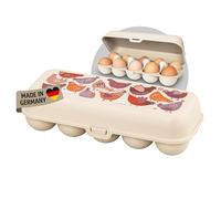 Koziol EGGS TO GO 10 Egg Box, Clip Lock Storage Box for Refrigerator, Plastic Egg Storage Box (10 Eggs, Almond)