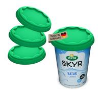 koziol Fresh Reusable Fresh Lid, Reusable Container Lid, Yogurt Cup Cover, Durable and Leak-proof Lid, Set of 3, Green
