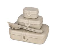 Koziol Pascal Ready Set 3x lunch box and cutlery Natural desert sand