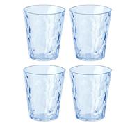 Koziol Superglas Club No. 1 4 Pack 250ml Crystal Clear Plastic Water Glass Luxury Unbreakable Reusable Party Camping Water Glass Set of 4 (Clear Aquamarine)