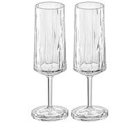 Koziol Superglas Club No. 14, Set of 2 Champagne & Sparkling Wine Glasses, 100ml, Crystal-Clear Plastic, Luxurious, Unbreakable & Reusable, Ideal for Parties, Camping & Outdoor Use