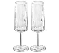 Koziol Superglas Club No. 14, Set of 2 Champagne & Sparkling Wine Glasses, 100ml, Crystal-Clear Plastic, Luxurious, Unbreakable & Reusable, Ideal for Parties, Camping & Outdoor Use