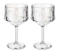 Koziol Superglas Club No.15 Cocktail Gin Glasses 400ml with Stem, Crystal Clear Plastic Diamond Effect Elegant Shatterproof Reusable Party Garden Camping Party Glass Set of 2