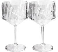 Koziol Superglas Club No. 15, Set of 2, 400ml, Cocktail & Gin Glasses with Stem, Crystal-Clear Plastic, Luxurious, Unbreakable & Reusable, Ideal for Parties, Camping & Outdoor Use