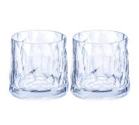 koziol Superglas Club No. 2 250ml Crystal Clear Plastic Whiskey Glass Luxury Unbreakable Reusable Party Camping Set of 2 (Aquamarine)
