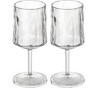 Koziol Superglas Club No. 21, Set of 2, 250 ml, Wine Glass with stem Made of Crystal-Clear Plastic, Luxurious, Unbreakable, Reusable, for Parties and Camping