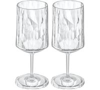 Koziol Superglas Club No. 4, Set of 2 Wine & Aperitif Glasses 300ml, Stemmed Crystal-Clear Plastic Glasses, Luxurious, Unbreakable & Reusable, Ideal for Parties, Camping & Outdoor Use