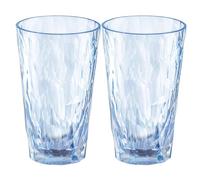 Koziol Superglas Club No. 6 2 Pack 300ml Crystal Clear Plastic Cocktail Glass Luxury Unbreakable Reusable Party Camping Set of 2 (Clear Aquamarine)