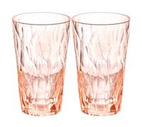Koziol Superglas Club No. 6 2 Pack 300ml Crystal Clear Plastic Cocktail Glass Luxury Unbreakable Reusable Party Camping Set of 2 (Rose Quartz)