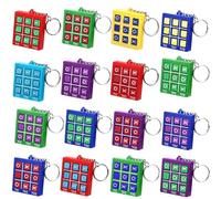 KOZOY 4-piece tic-tac-toe keyring party bag fillers, children's mini backpack keychain games, adorable travel toys for birthday party favours, fun educational tic-tac-toe brain-teasing toys
