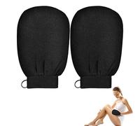 KOZOY Exfoliating Gloves, Pack of 2 Black Exfoliating Gloves, Hamam Massage Glove for Body & Face