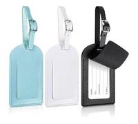 KOZOY PU Leather Luggage Tags 3Pcs, 11x7cm Waterproof Luggage Labels, Suitcase Tags with Private Flip Cover & Adjustable Strap for Travel, Handbags & Suitcase Identification