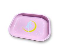 KOZUKI Pink Rolling Tray Anime Rolling Tray Anime Ash Tray for Girls Premium Metal Tray Gold Plating Pink Pink Jewelry Tray Anime Decorative Tray Pink Serving Tray Anime Table Tray (Name of Moon S)