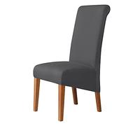 Kozuoan XL Size Chair Covers for Dining Chairs, soft and elastic spandex dining chair covers, detachable and washable, Dark gray, Pack of 6