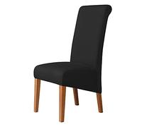 Kozuoan XL Size Chair Covers for Dining Chairs, soft and elastic spandex dining chair covers,detachable and washable,black, Pack of 6