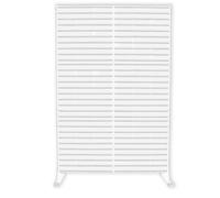 Kozyard Metal Privacy Screen 74" H x 47.2" W Decorative Outdoor Divider with Stand Panels Freestanding Screen Set for Deck Patio Balcony Garden Outdoor&Indoor (White/Horizontal Slat)