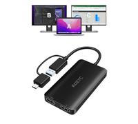 KOZYC USB 3.0 to HDMI Splitter Extended Display Dual Monitors, USB 3.0-A/C to Dual HDMI Adapter 4K@30Hz+1080p@60Hz Compatible with macOS/Windows SST/MST, Driver Required