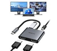 KOZYC USB C to Dual HDMI Adapter 4K@30Hz, Type C Hub Multiport Adapter with 2xHDMI, USB 3.0, 100W PD, Support HDMI Splitter Extended Display (MST Only Support Windows), Grey