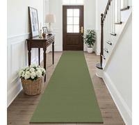 KOZYFLY Cotton Runners Rugs for Hallway 2.5'x10', Washable Runner Rug, Woven Non Slip Kitchen Runner, Braided Entryway Rug, Floor Carpet for Entry, Aisle, Hall, Olive Green/Earthy Green