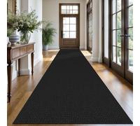 KOZYFLY Extra Long Runners for Hallways 3x18 ft Washable Kitchen Runner Non Slip Rubber Backed Hallway Rug Cotton Entryway Runner Rug Floor Carpet for Indoor Hall, Kitchen, Stair, Black/Dark Grey