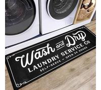 KOZYFLY Laundry Room Rug Runner 20"x48" Non-Slip Washable Mat, Kitchen Rugs, Waterproof Mudroom Floor Carpet, Farmhouse Decor, Black, Wash and Dry