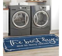 KOZYFLY Laundry Room Rug Runner 20"x60" Non-Slip Kitchen Mat Washable Waterproof Mudroom Floor Carpet Runner Bathroom Decor Farmhouse Rugs, 2x5, Navy