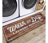 KOZYFLY Laundry Rug Runner 20"x48" Non Slip Kitchen Rug, Washable, Waterproof, Mudroom Floor Carpet for Farmhouse Laundry Room Decor, Brown