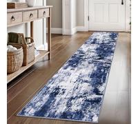 KOZYFLY Modern Abstract Rug Runner for Hallway 2x8 Navy Blue Kitchen Runner Rug Non Skid Washable Carpet Runner Laundry Room Mat Soft Fluffy Low Pile Rug for Hallway Entryway Bathroom