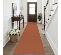 KOZYFLY Orange Runners Rugs for Hallway 2.5'x10', Washable Runner Rug, Woven Non Slip Kitchen Runner, Braided Entryway Rug, Floor Carpet for Entry, Aisle, Hall, Burnt Orange/Tan