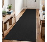 KOZYFLY Runners for Hallways 3x10 ft Washable Kitchen Runner Non Slip Rubber Backed Hallway Rugs Cotton Entryway Runner Rug Floor Carpet for Indoor Hall, Backdoor, Kitchen, Black/Dark Grey