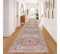 KOZYFLY Runners for Hallways 3x20 Ft Extra Long Faux Wool Washable Thin Hallway Rug Printed Runner Carpet for Entryway Bedroom Stair Kitchen Hall Living Room Decor, Terracotta/Beige