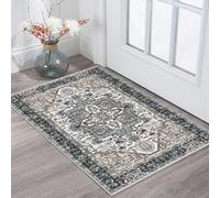 KOZYFLY Small Area Rug 2x3 Ft Rugs for Entryway Washable Boho Entry Rug Non Slip Door Mat Indoor Entrance Faux Wool Vintage Printed Kitchen Rug Throw Rugs for Entrance Kitchen, Black/Taupe/Beige