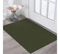 KOZYFLY Washable Area Rug 2x3 Ft Small Entryway Rug Throw Rugs with Rubber Backing Indoor Door Mat, Braided Cotton Floor Carpet for Front Entrance Bathroom Kitchen Foyer, Dark Green