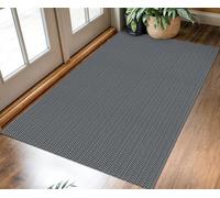 KOZYFLY Washable Entryway Rug 3x5 Ft Area Rugs Cotton Rubber Backed Throw Rugs Indoor Door Mat Kitchen Rugs Braided Floor Carpet for Front Entrance Kitchen Living Room, Grey/Charcoal Grey