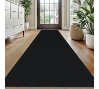 KOZYFLY Washable Runner Rug 2x10 ft Hallway Kitchen Runner Rugs with Rubber Backing Bobo Non Slip Entryway Runner Indoor, Long Carpet Runners for Hall Kitchen Entryway, Black