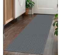 KOZYFLY Washable Runner Rug 2x5 Ft Runners for Hallways Throw Rug with Rubber Backing, Braided Cotton Entryway Runner Indoor, Carpet Runners for Hallway Kitchen Entryway Bedroom, Grey/Charcoal Grey